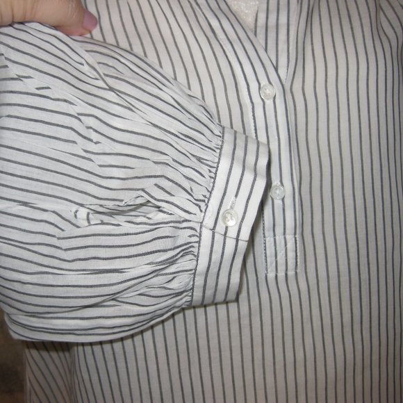 XS Joie Grey Striped White Azabeth Peasant Shirt - Picture 11 of 15